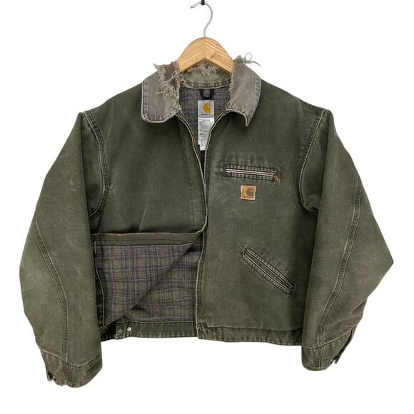 Carhartt Detroit Jacket Blanket Lined Mens XL J97 MOS Moss Green‎ Thrashing - Picture 1 of 16